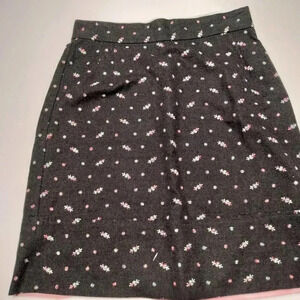 Odille Anthropologie Sz 6 Gray Embroidered Floral Wallfia Skirt Womens